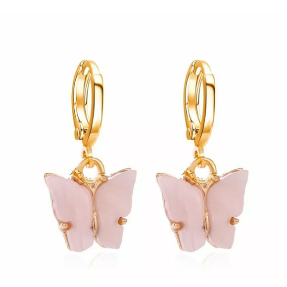 BUTTERFLY New Dainty Drop Pendant Huggie Style Pirced Ear Earrings - Picture 9 of 13